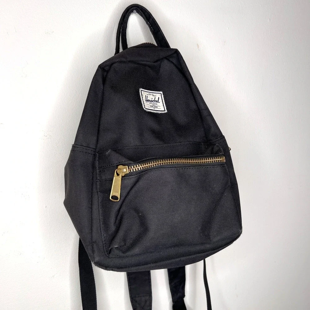 Herschel Supply‎ Co. Black Mini Backpack Gold Zipper Academia Bookbag